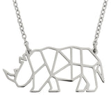 Rhino Geometric Necklace Silver