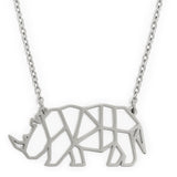 Rhino Geometric Necklace Silver