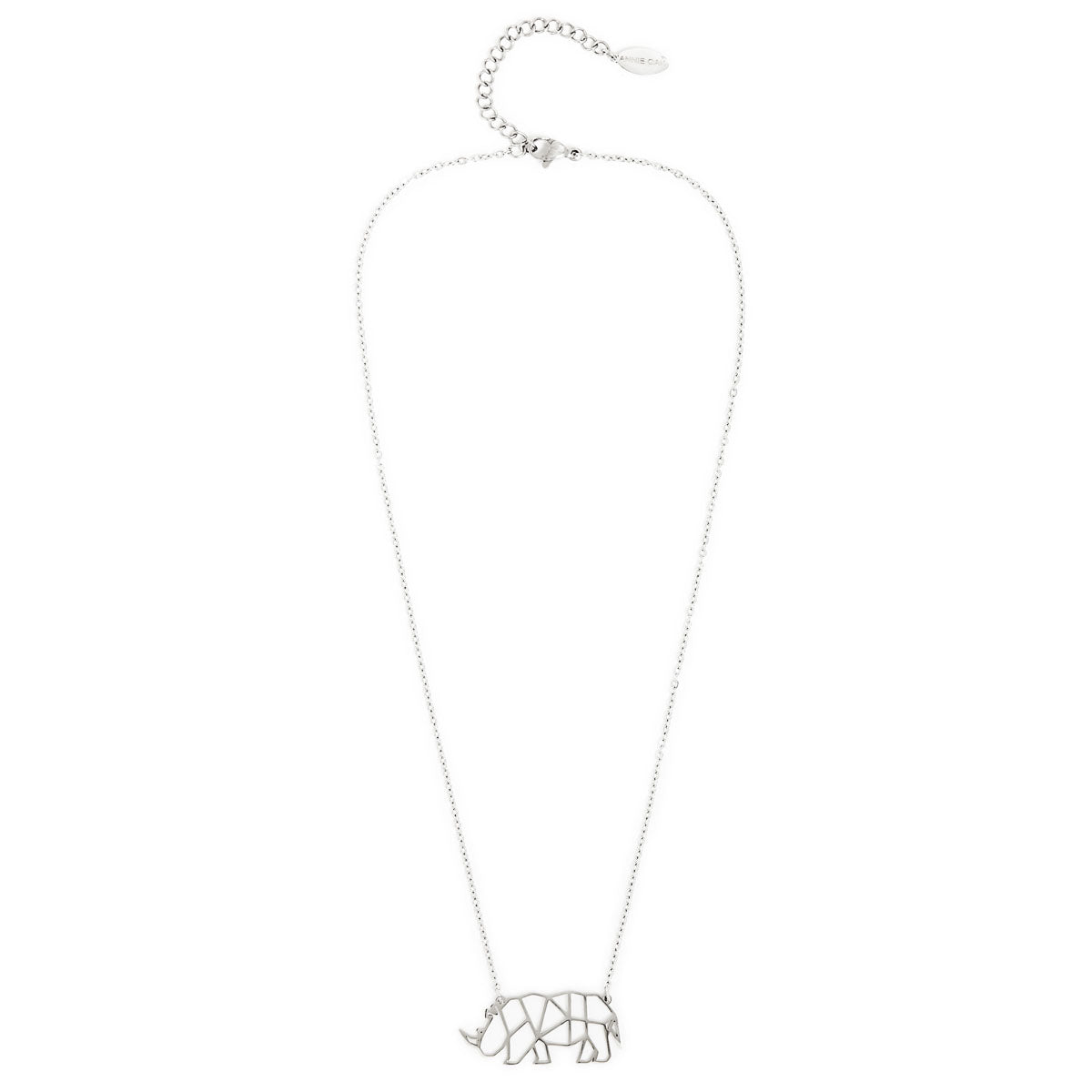 Rhino Geometric Necklace Silver
