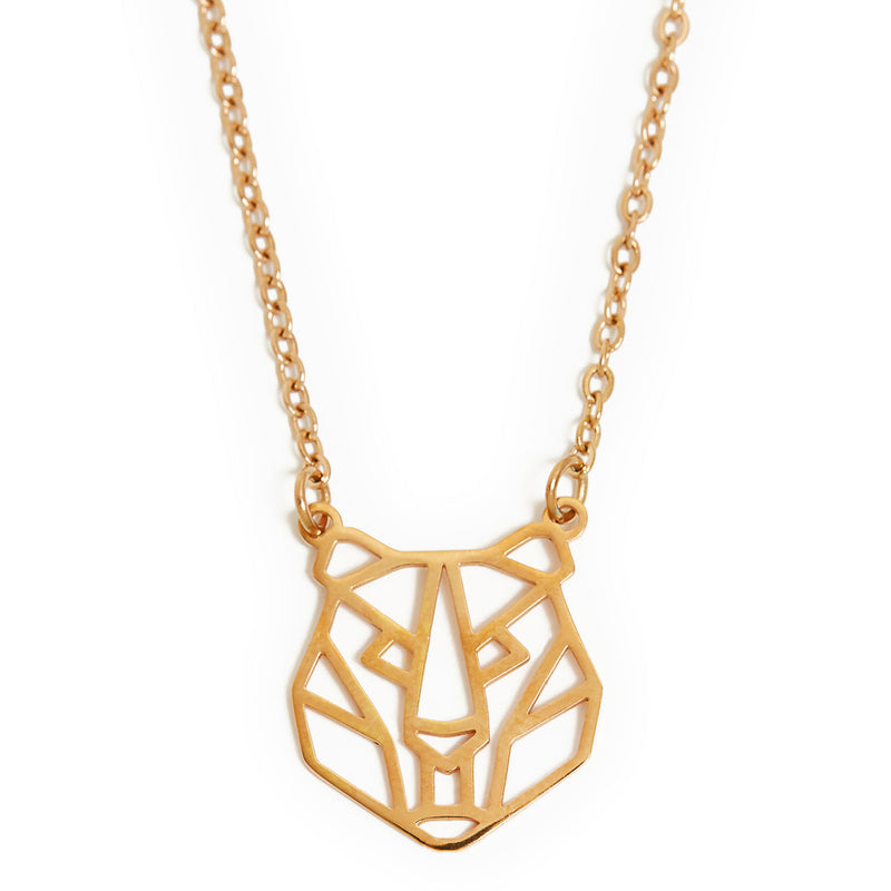 Tiger Geometric Necklace Rose Gold