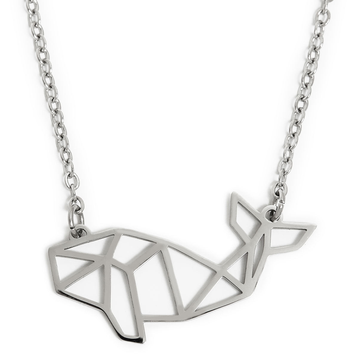 Whale Geometric Necklace Silver