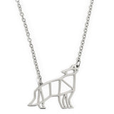 Wolf Geometric Necklace Silver